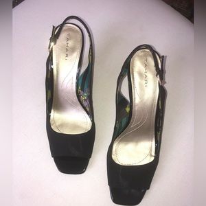 Tahari TA-Robin Black Open Toe Slingback Heel